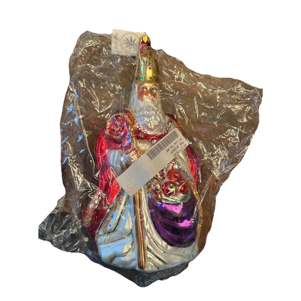 Vintage Christopher Radko The Bishop Christmas Ornament  OS Red Gold Glass 1994